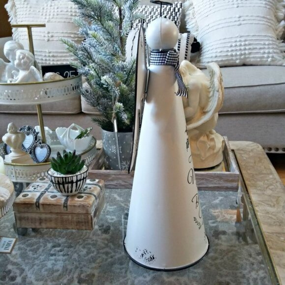 NEW! DISTRESSED Rustic METAL 18" TALL ANGEL Tree TOPPER DECOR - Picture 2 of 4